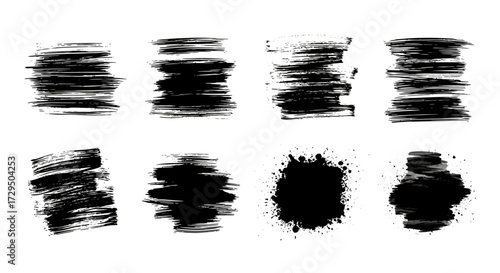 Abstract Grunge Brush Strokes and Splatter Textures for Artistic Design Elements and Backgrounds