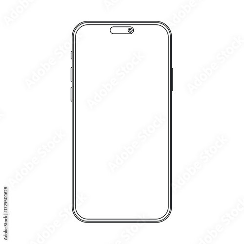 Outline mockup template phone for your project, visual ui app demonstration. High quality stroke line newest version of smartphone vector illustration