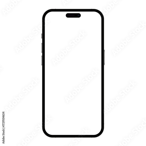 Minimal black smartphone frame with blank screen perfect for app design, UI presentation, or mobile interface preview isolated on white background vector illustration