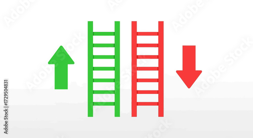 Visualizing Opposing Ladders with Upward and Downward Arrows Illustrating Contrasting Directions