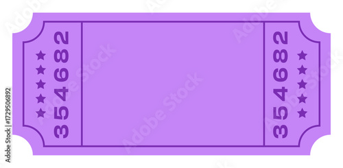 Purple ticket with serial number for events, raffles, and special admissions