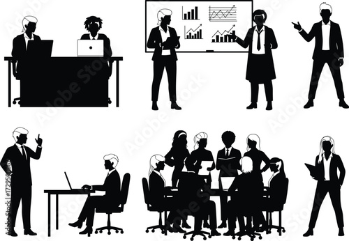 Diverse Nonbinary Professional Icon in Office Minimal Flat Silhouette