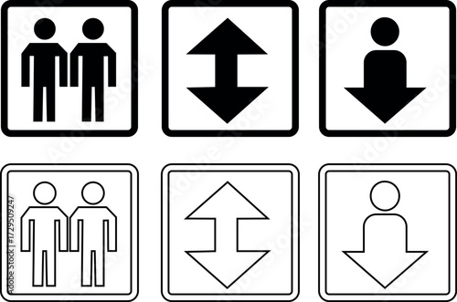 Simple Icons Presenting People and Movement in Upward and Downward Directions