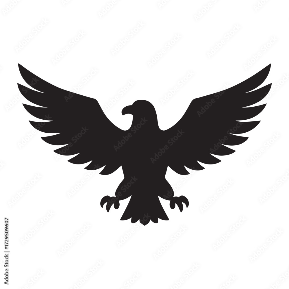 Obraz premium Black Eagle Silhouette Vector , Flying Bird Logo , Powerful Wildlife Symbol
