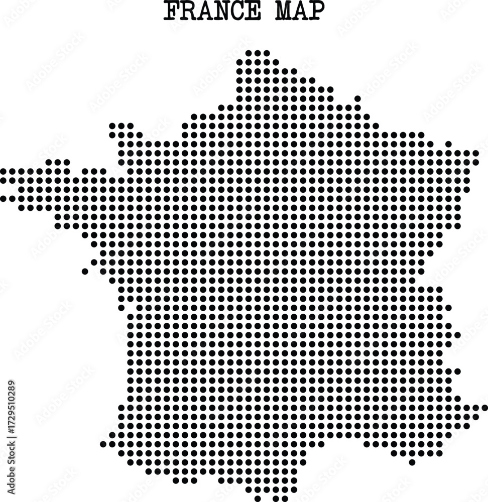 Obraz premium Dotted map of France vector illustration showing the countrys outline suitable for geographic or demographic presentations