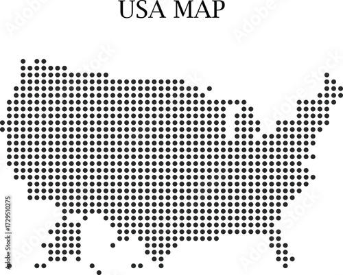 USA map dotted vector illustration simple flat design of United States of America isolated on white background for infographic and presentation