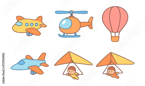 Playful cartoon aircraft and balloon collection for kids' designs