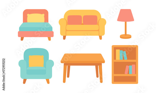 Simple flat style furniture collection for modern interior design