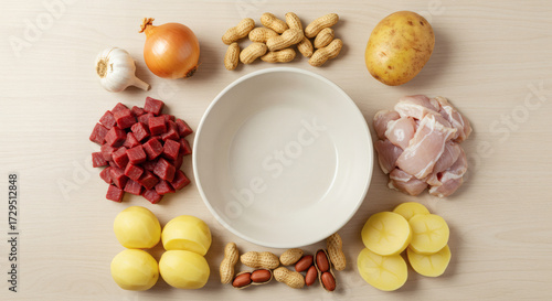 Sopa de Maní Ingredients Deconstructed Flat Lay Farm-to-Table