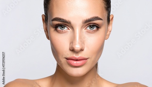 Woman's Face Closeup with Bright Eyes and Smooth Skin for Beauty Concept