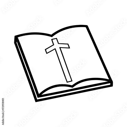 line art of a bible Black Vector Illustration