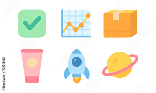 Colorful flat style business icons for apps and websites
