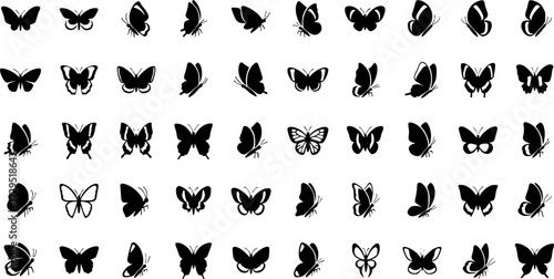 Set of Butterfly Vector Icons
