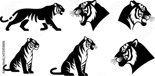 Wallpaper Mural Set of Tiger Vector Icons
 Torontodigital.ca