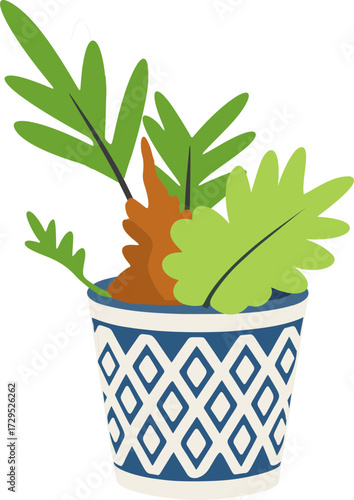 Drynaria Illustration – Decorative Pot Fern Vector