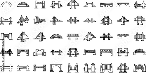 Set of Bridge Vector Icons
