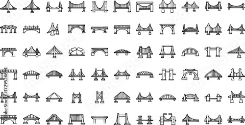 Set of Bridge Vector Icons
