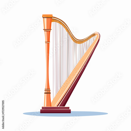 Une magnifique harpe, instrument de musique, isolé sur fond blanc
