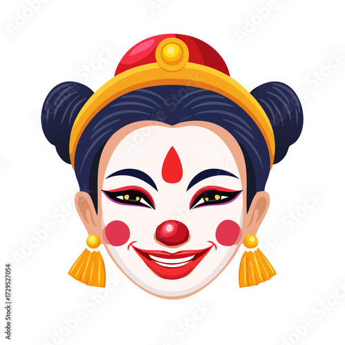 Portrait créatif, femme maquillée,  clown, personnage, fond blanc