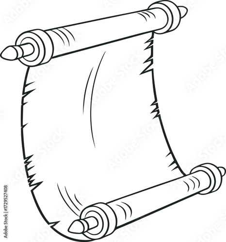 Hand drawn scroll paper with wooden rods ancient document for education and history