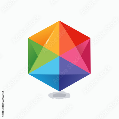 Formes géométriques complexes, en relief, 3D, multicolores, fond blanc