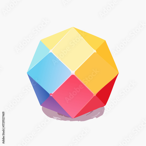 Formes géométriques complexes, en relief, 3D, multicolores, fond blanc