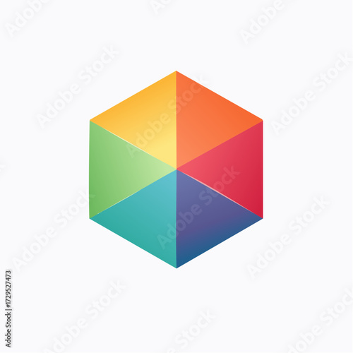 Formes géométriques complexes, en relief, 3D, multicolores, fond blanc