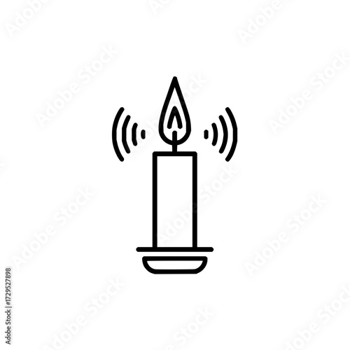 Illustration of a lit candle with radiating signals or waves emanating from the flame on both sides