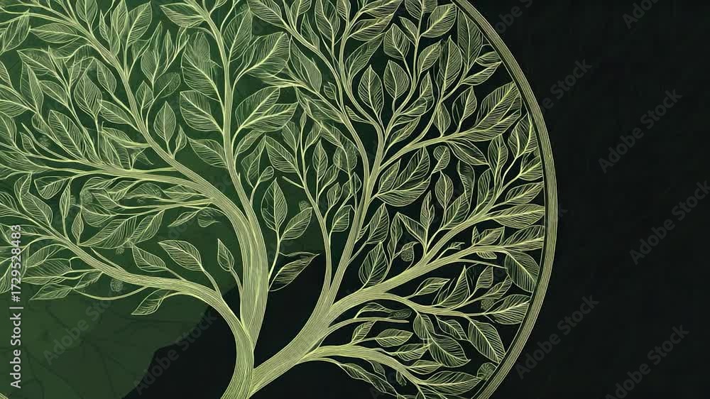 A simple illustration of a tree growing out of a circular shape, suitable for use in educational materials or as a design element