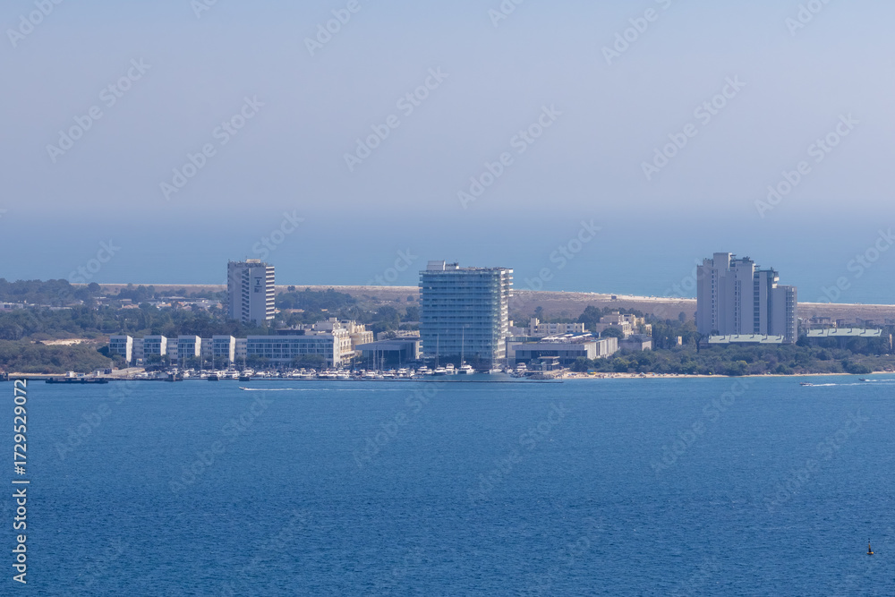 Fototapeta premium Troia peninsula hotels and marina overlooking the atlantic ocean in portugal