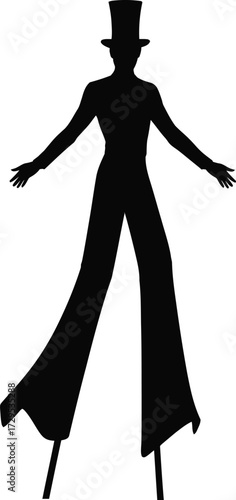 Stilt Walker Performer Silhouette Vector