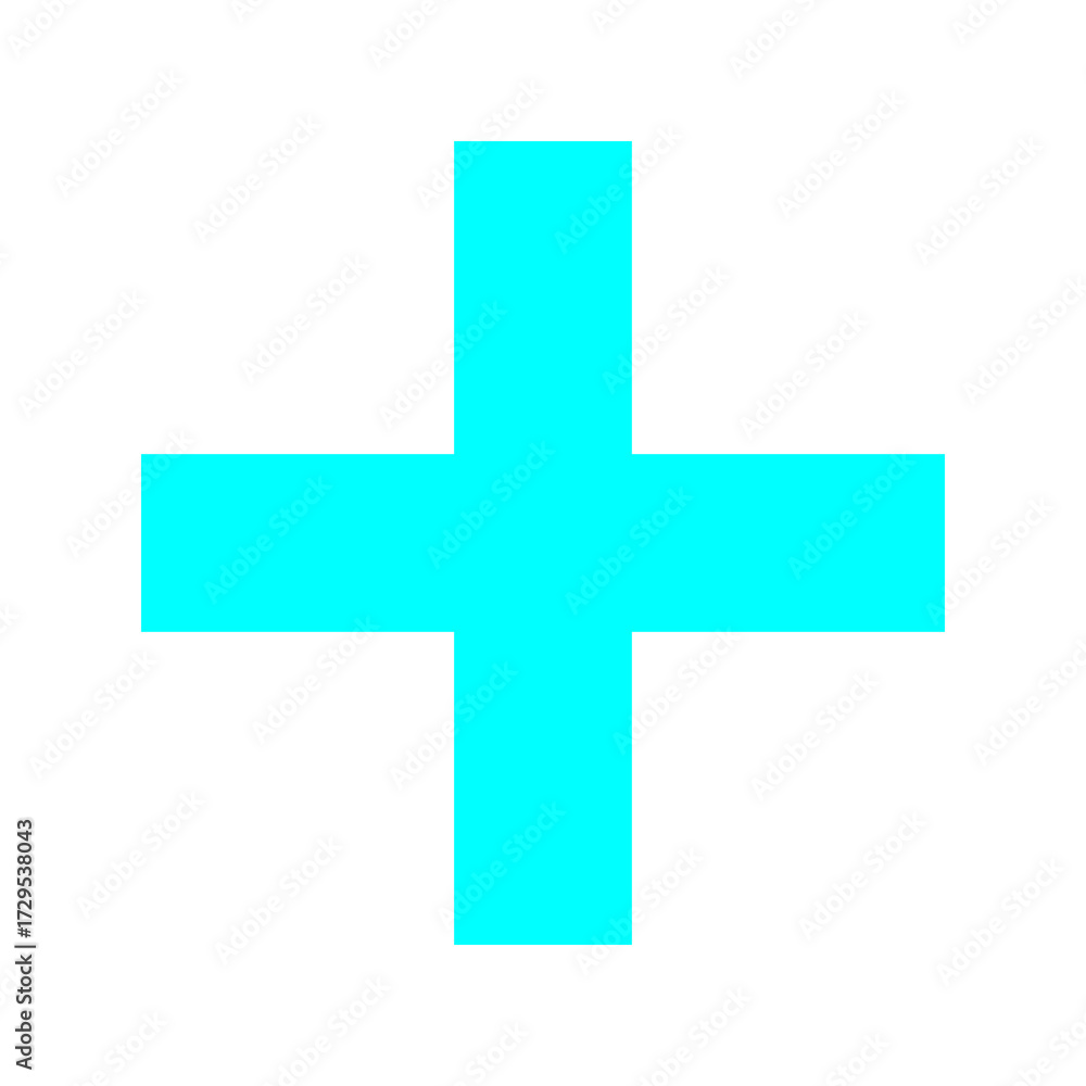 Fototapeta premium Plus icon on isolated background. Cyan blue cross, plus symbol.
