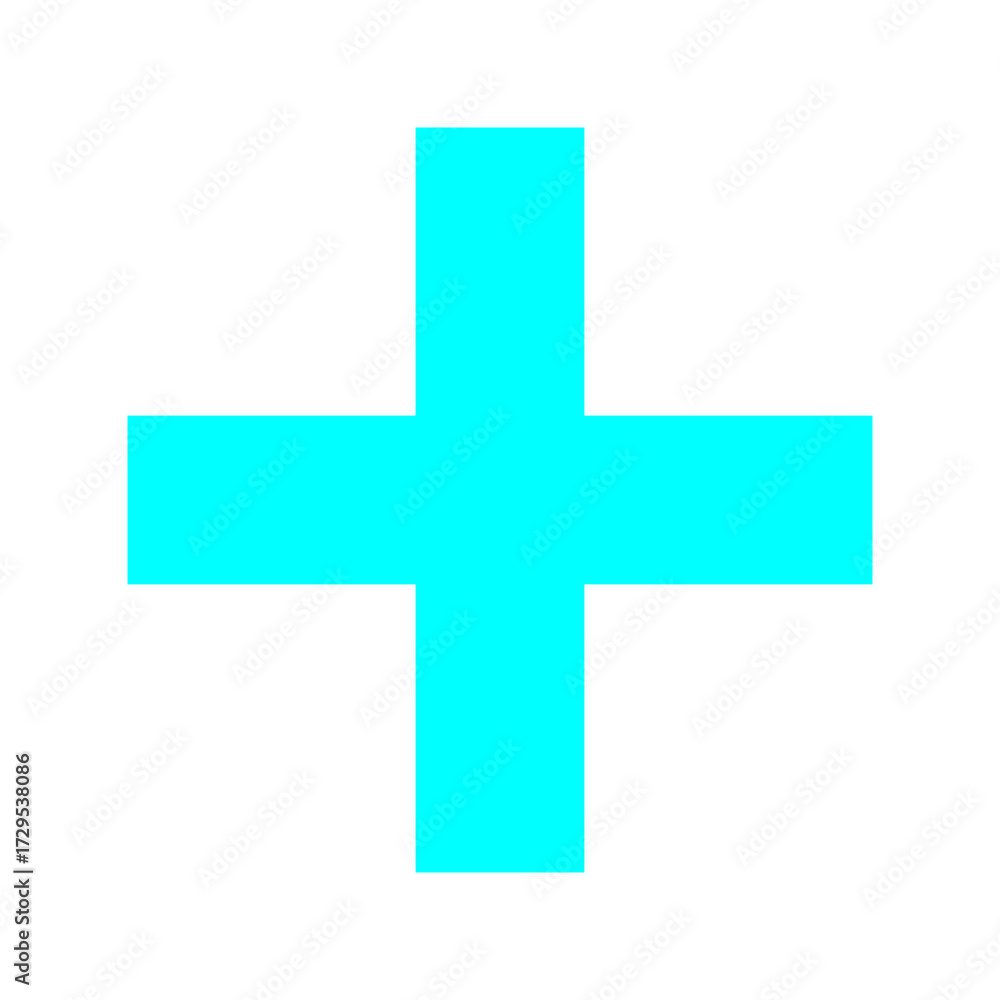 Fototapeta premium Plus icon on isolated background. Cyan blue cross, plus symbol.