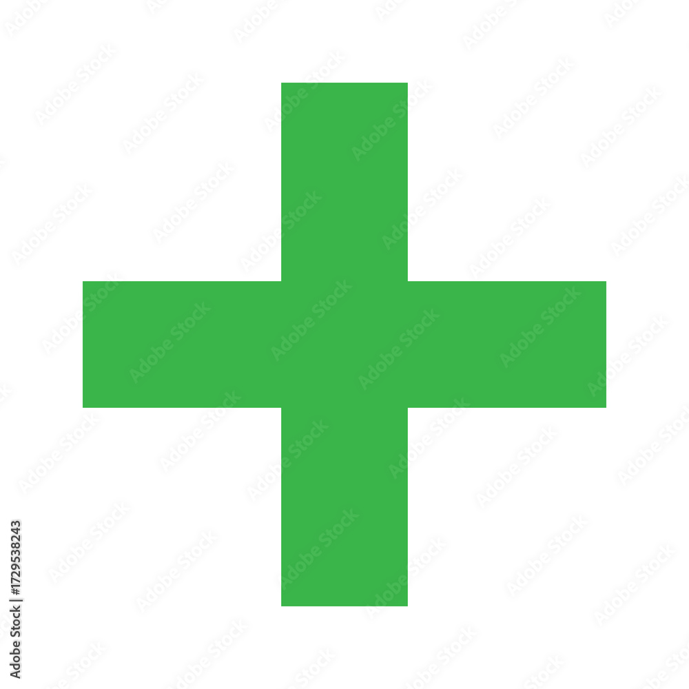 Fototapeta premium Green Plus Icon PNG. Green Cross, Plus Symbol Medical First Aid Sign Logo.