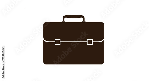 Professional brown business briefcase vector illustration, a sleek and essential accessory for work, meetings, and travel, isolated on transparent backgro.