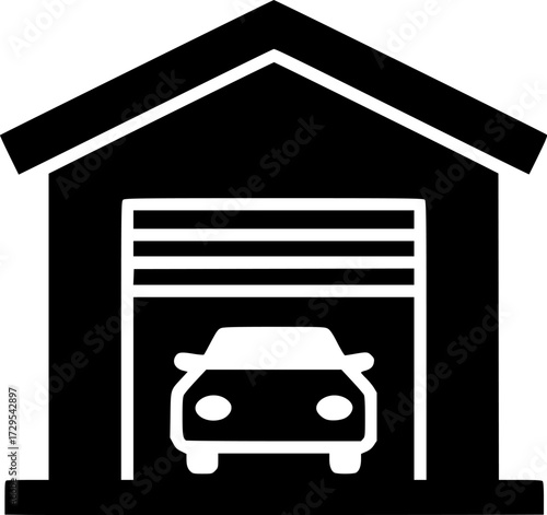 car garage glyph flat vector icon
