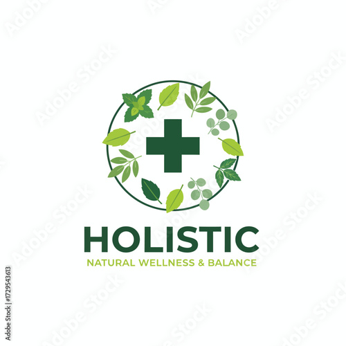 First Aid Kit Logo with Leaf – Minimalistic Vector of Natural Care