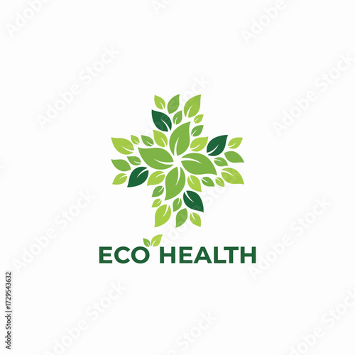 First Aid Kit Logo with Leaf – Minimalistic Vector of Natural Care
