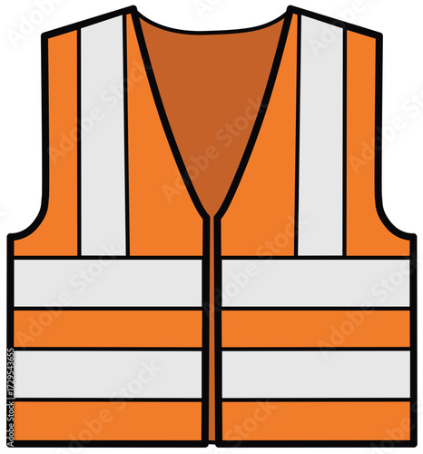 construction worker safety vest with reflective strips flat graphic
