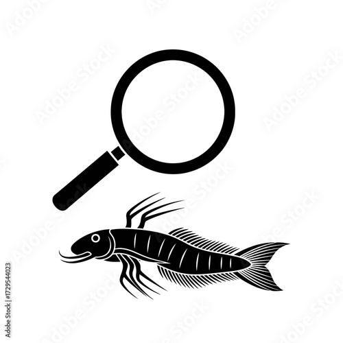 Plankton under magnifying glass icon illustration  