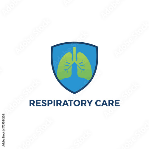 Respiratory Care Shield Logo – Vector Symbol of Lung Protection