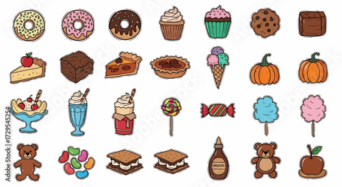 Assorted Cartoon Sweets and Treats Clipart