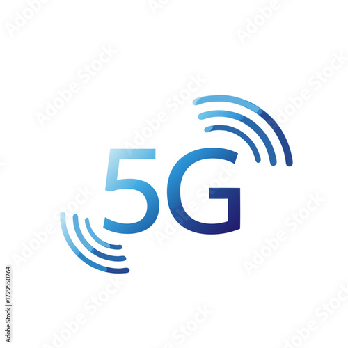 5G network technology logo with signal waves
