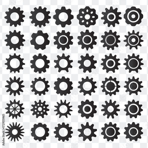 Gear Cogwheel Silhouette Icons for Mechanical Design Projects