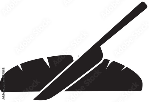 Silhouette icon of a knife slicing a fresh loaf of bread