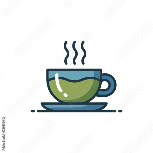 Green tea vector illustration healthy herbal drink in a cup hot beverage