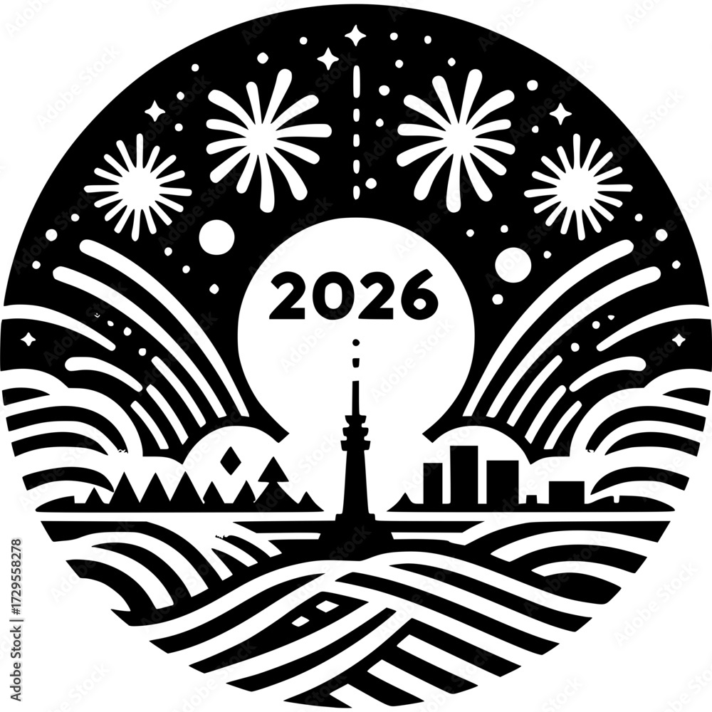 Obraz premium Happy New Year 2026 Icon Vector