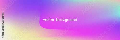Noise Gradient Background. Abstract Grainy Bg In Pink, Purple And Blue Colors. Iridescent Hologram. Pearlescent Holographic Texture With Rainbow Foil. Old Movie Filter On Pastel Backdrop