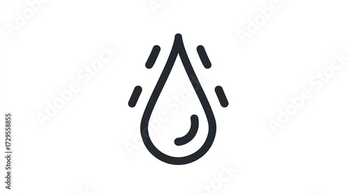 Graphic black line art of a teardrop shape with dripping effects on white