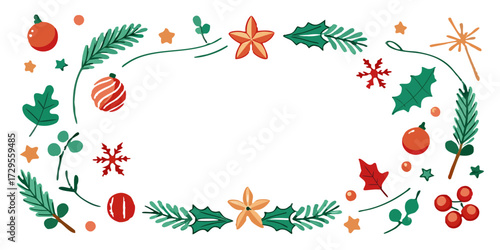Wallpaper Mural Christmas Frame with Leaves – Festive Holiday Border Vector Illustration  Torontodigital.ca